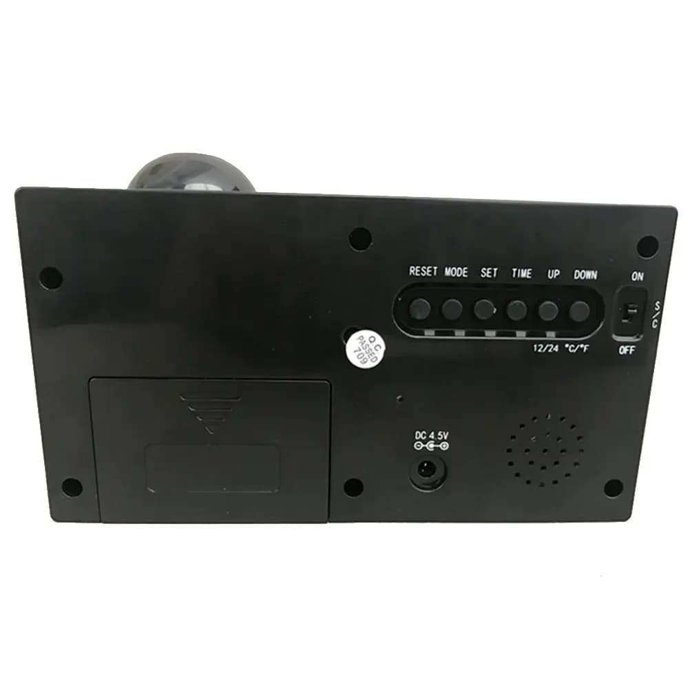 LED Digital Projection Alarm Clock with Wall Ceiling Time Temperature Display 90 Degree Adjustable Modern Bedroom Clock 12 24