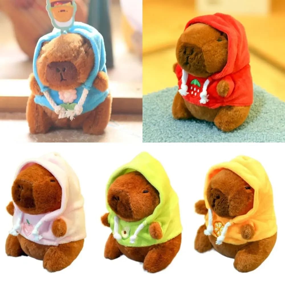Cute Capybara Plush Toy Hoodie Small Size Simulation Doll Stuffed Animals with Wings Anime Fluffty Toy for Child Gift