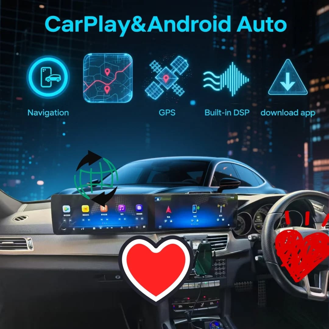 25.6" Dual Screen Android 13 For Mercedes Benz E W212 2009-2015 RHD LHD Qualcomm GPS Navigation Carplay Car Radio Touch Screen