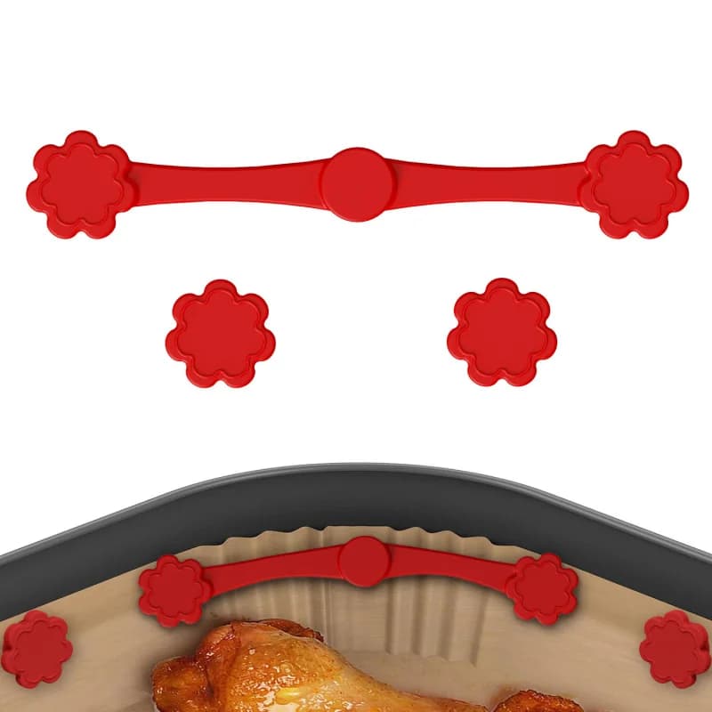 Set da 3 pezzi: Supporto per carta da forno per friggitrice ad aria con fibbia magnetica, clip in silicone resistenti alle alte temperature