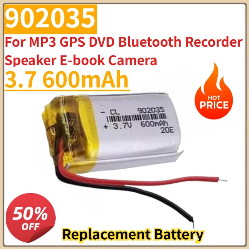 High Quality New 902035 3.7 600mAh Replacement Battery For MP3 GPS DVD Bluetooth Recorder Speaker E-book Camera