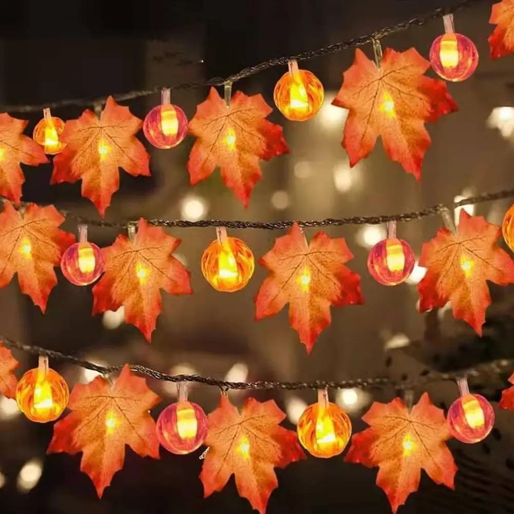 Zucca Foglia d'acero Luce della stringa 1.5/3/6M Decorazione di Halloween Led Fata Luce Ghirlanda Autunno Home Party Decor Giardino Cortile Decor