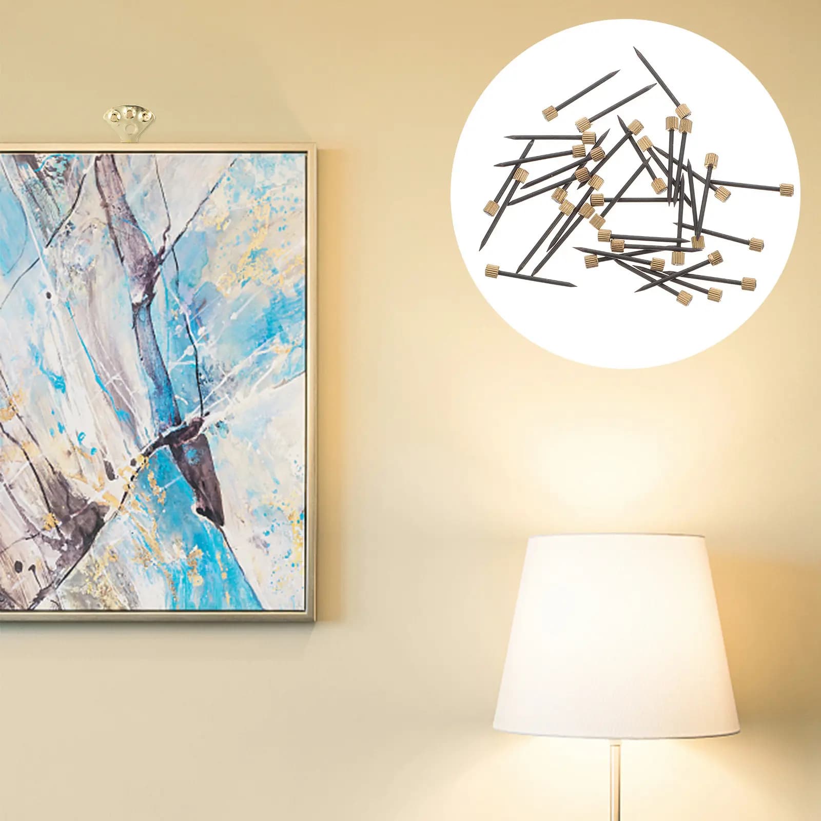 50 Pezzi Chiodi in Rame Premium per Appendere Quadri, Decorazione Mobili, Fissaggio Pannelli in Sughero - Set Chiodi in Rame