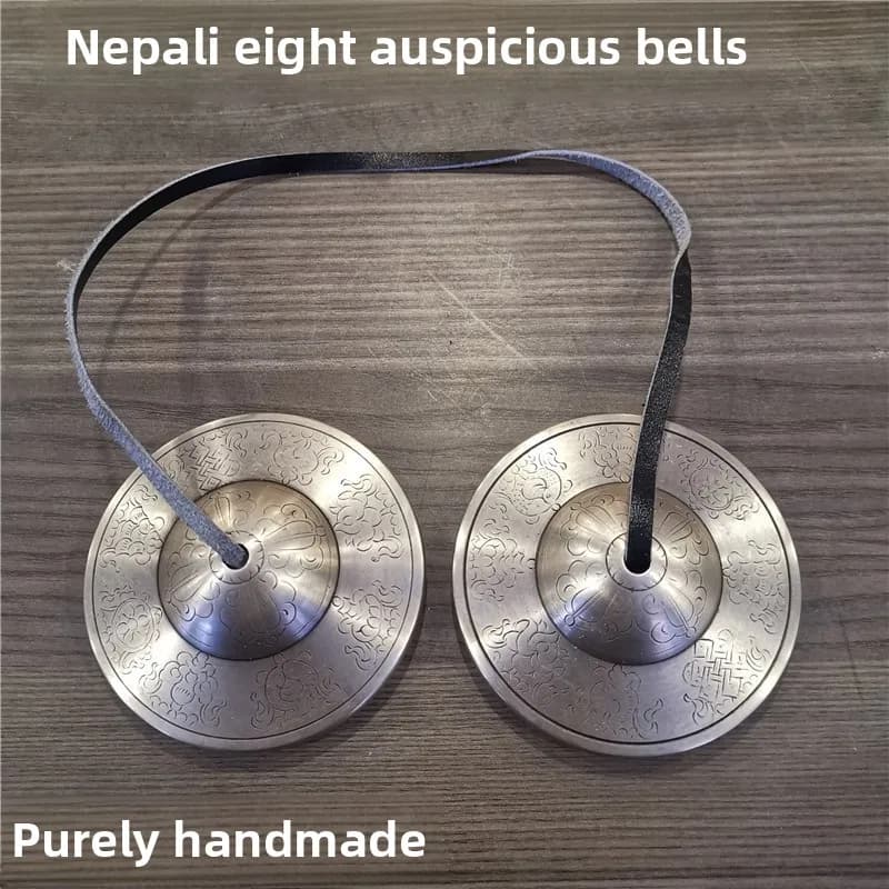 Nepal Engraved Large Bronze Tibetan Tingsha Bells Handmade Musical Instrument for Meditation Yoga