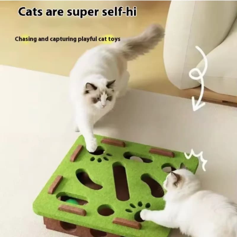 Pet Cat Puzzle Labyrinth Holes Toys felt box with bell Ball Cat playing Interactive Toys Funny Cat Supplies