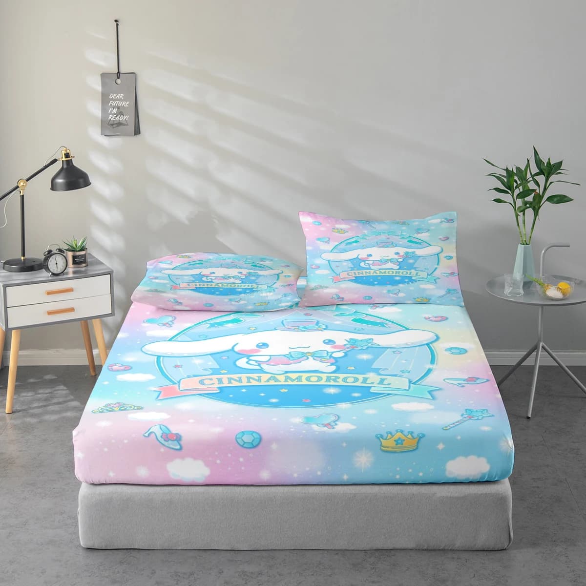 Set di lenzuola con stampa digitale ad alta definizione in 3 pezzi, set di lenzuola con motivo floreale Cinnamoroll, include 1 lenzuolo con angoli + 1/2 federa, adatto per camera da letto, camera degli ospiti, decorazioni per la casa, lenzuolo con angoli in fibra di poliestere + federa, biancheria da letto ultra morbida, tessuto spesso e ultra morbido, confortevole per tutte le stagioni, lavabile in lavatrice