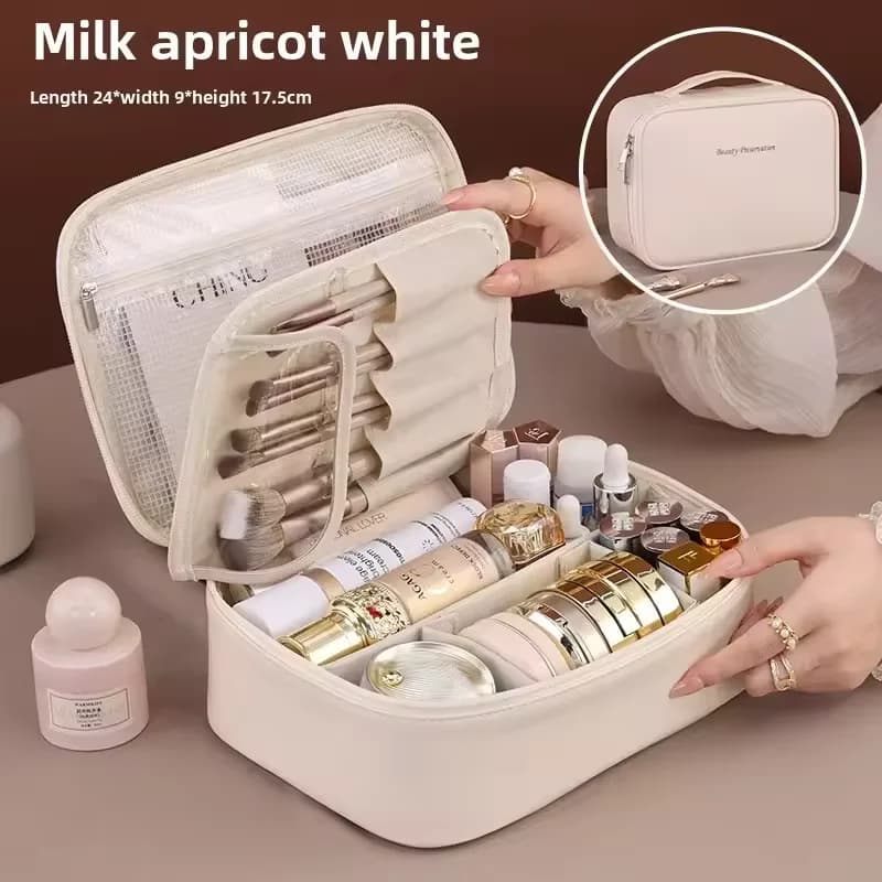 Women's Cosmetic Bag with Double Layer Large Capacity, Luxury Makeup Bag, Cosmetic Organizer, Essential for Travel