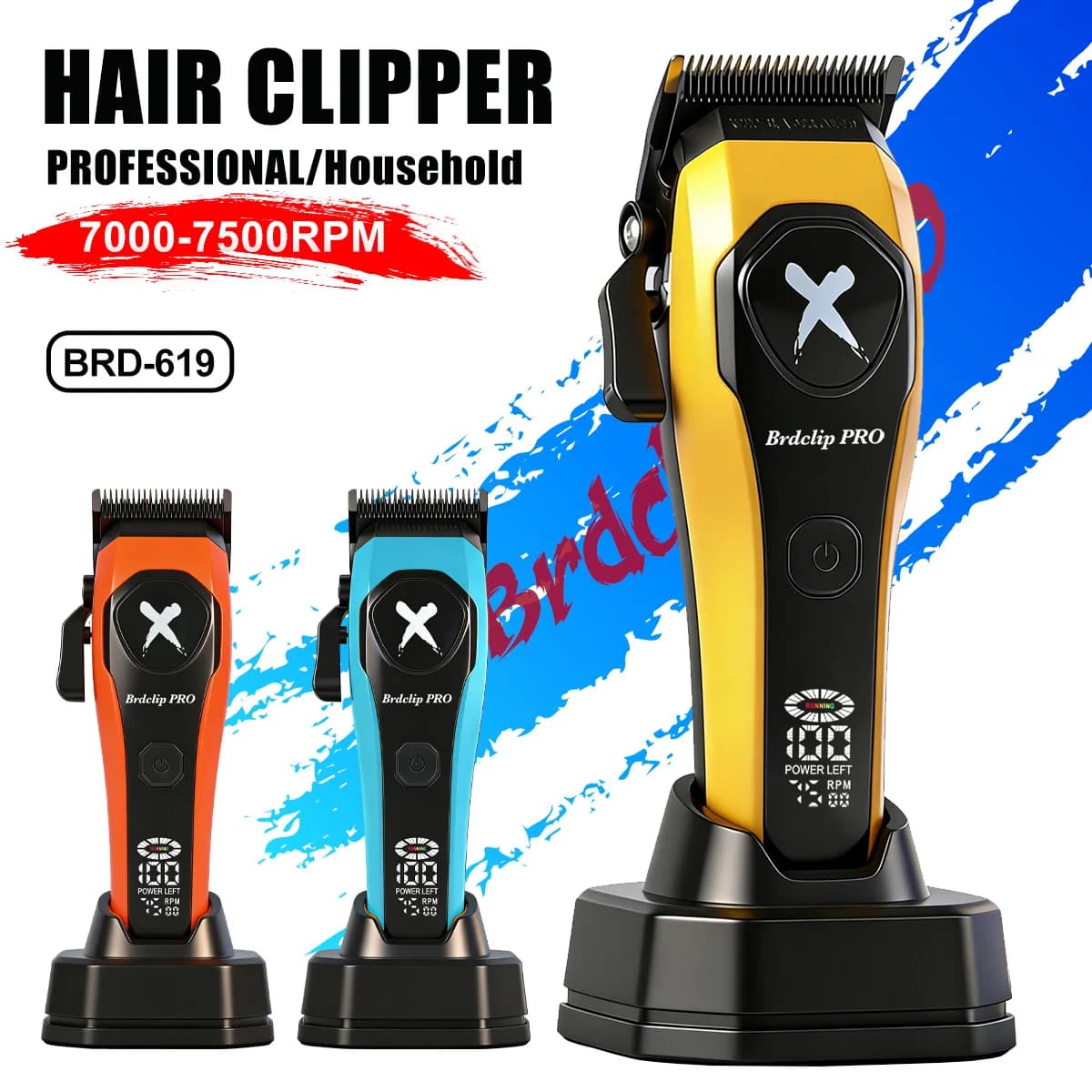 Professional haircut FADE 7500RPM with DLC Blade, BRDCLIP Charging Base, Trimmer for Salon Hair, 1800mAh Hair Cutting Machine