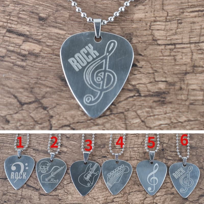 Plettro per chitarra in acciaio inossidabile, puntine stile collana in metallo, accessori per chitarra, 1 pz