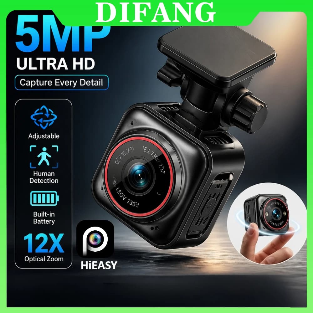 Mini Telecamera di Sicurezza 4G per Esterni, Wireless, a Batteria, con Zoom 12X AOV, Impermeabile IP66, Telecamera di Sorveglianza CCTV