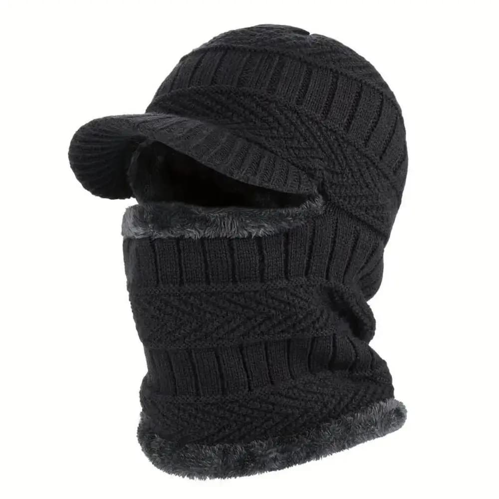 Filato di lana Skullies Berretti Cappelli Anello caldo Sciarpa con tesa Sciarpa lavorata a maglia Berretto antivento Peluche Ispessimento Uomo Passamontagna Ciclismo