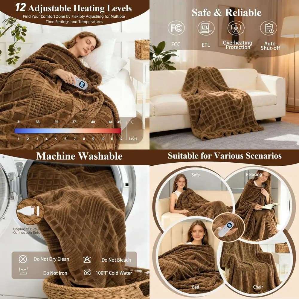 Coperta per waffle elettrica a grandezza naturale 74x84, controllo del calore a 12 impostazioni, timer da 1-12 ore, certificata ETL e FCC, protezione da surriscaldamento per