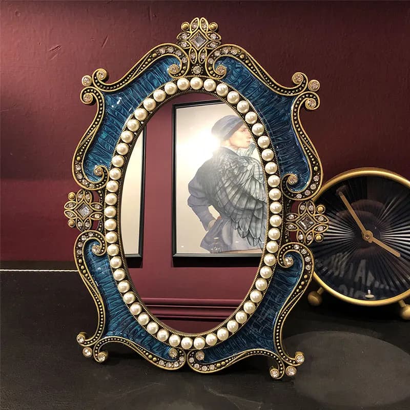 Nordic Luxury Makeup Mirror Girls Aesthetic Macrame Small Makeup Mirror Table Cool Espejo Maquillaje Luz Home Accessories