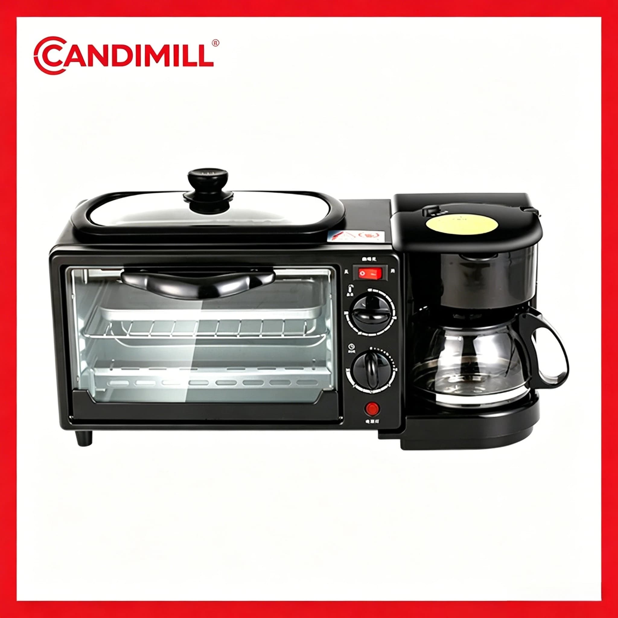 Household 3in1 Multi-function Breakfast Machine Combined Coffee Maker Milk Warm Device Mini Electric Toaster Oven