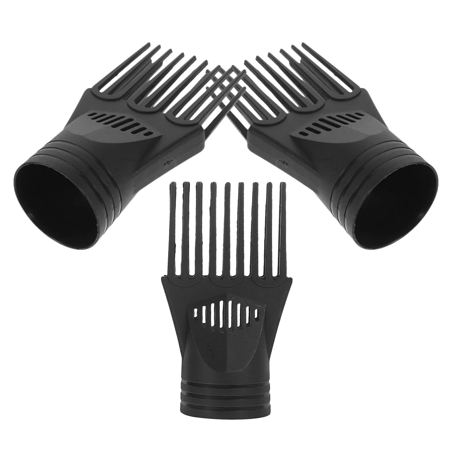 Set di 3 Accessori per Asciugacapelli, Concentratore in Plastica Nero, Ricambio per Styling Professionale