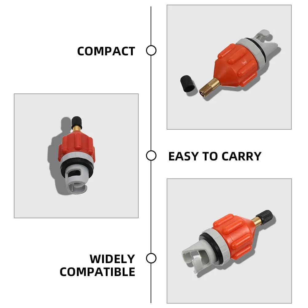 Kit Adattatore Valvola Aria per Kayak Gonfiabile 3 Pezzi, Guarnizione in Gomma e Rame per SUP, Paddle Board, Barca Gonfiabile, Convertitore Pompa Aria