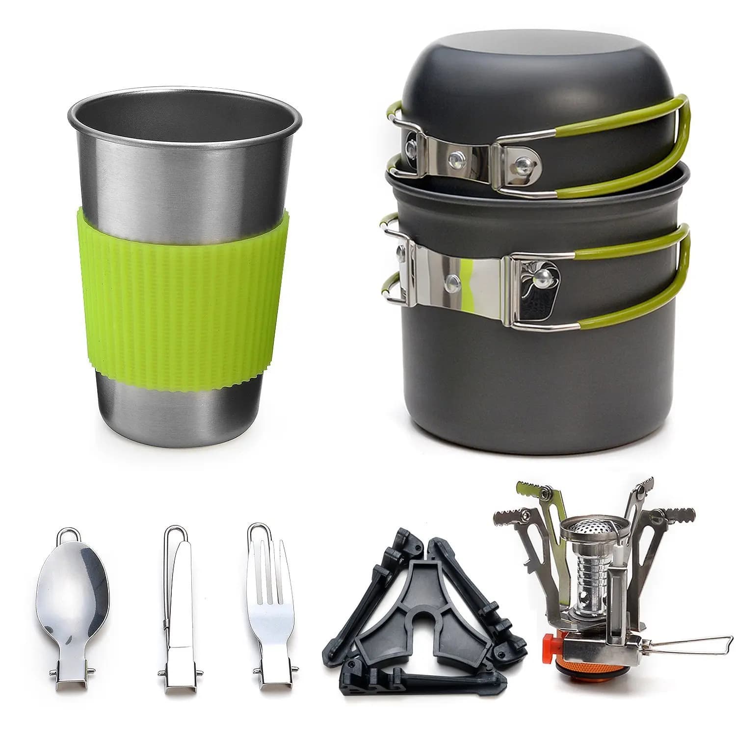 Set da Viaggio per Campeggio e Picnic all'Aperto Best-Seller Utensili da Cucina in Lega di Alluminio Compatibile con fornelli a gas. Cucina Moderna all'Aperto