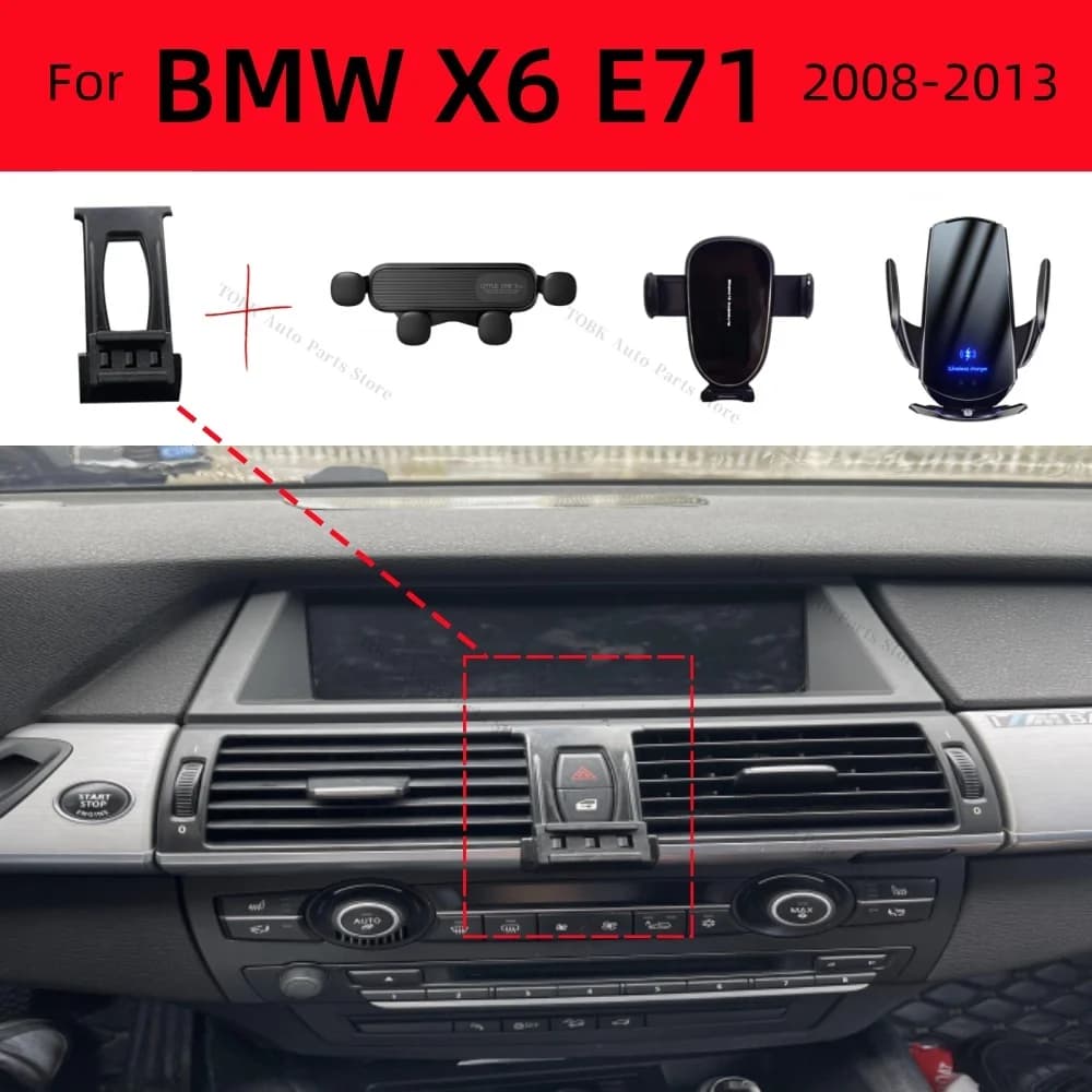Per BMW X6 E71 2008-2013 Supporto per telefono per auto Forte speciale staffa fissa Base 15W Ricarica wireless per auto Accessori regolabili
