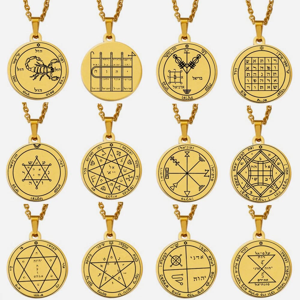 King Solomon Seal Talisman Amulet Jewelry Prosperity Manifest Love Pentacles Coin Medallion Stainless Steel Pendant Necklace
