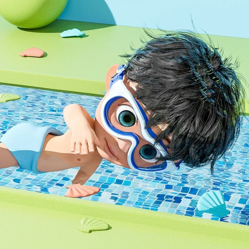 Swimwear with big frame Anti-snatching with ear cap Glass swimwear for PC Bright colors Set of diving glasses for young