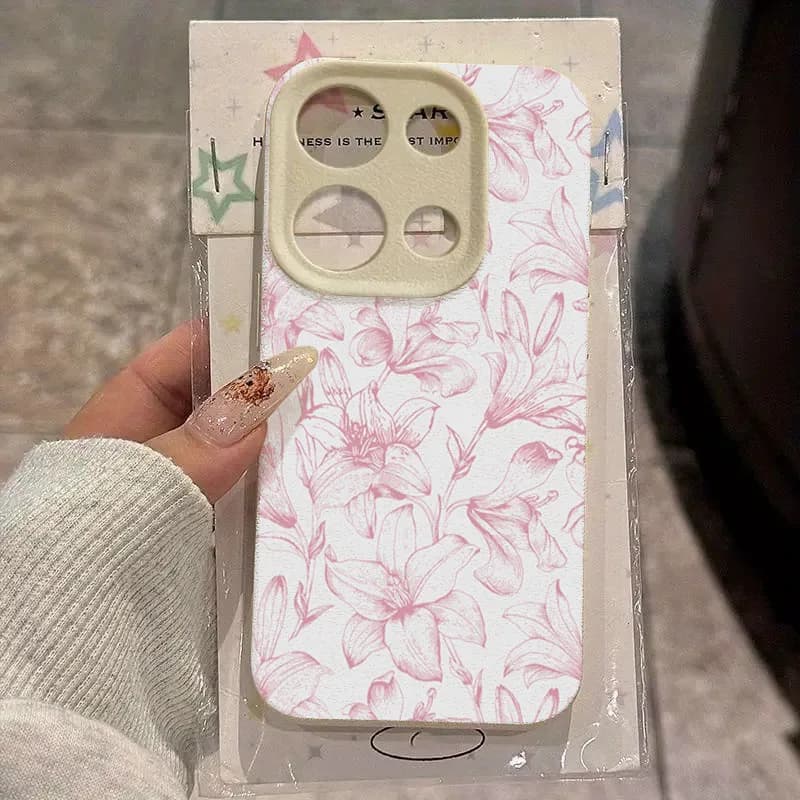 Elegant Pink Lily Pattern Phone Case for Xiaomi Redmi Note 14 13 12 11 10 Pro Plus 5G 12S Redmi 14C 13C Shockproof Soft Cover