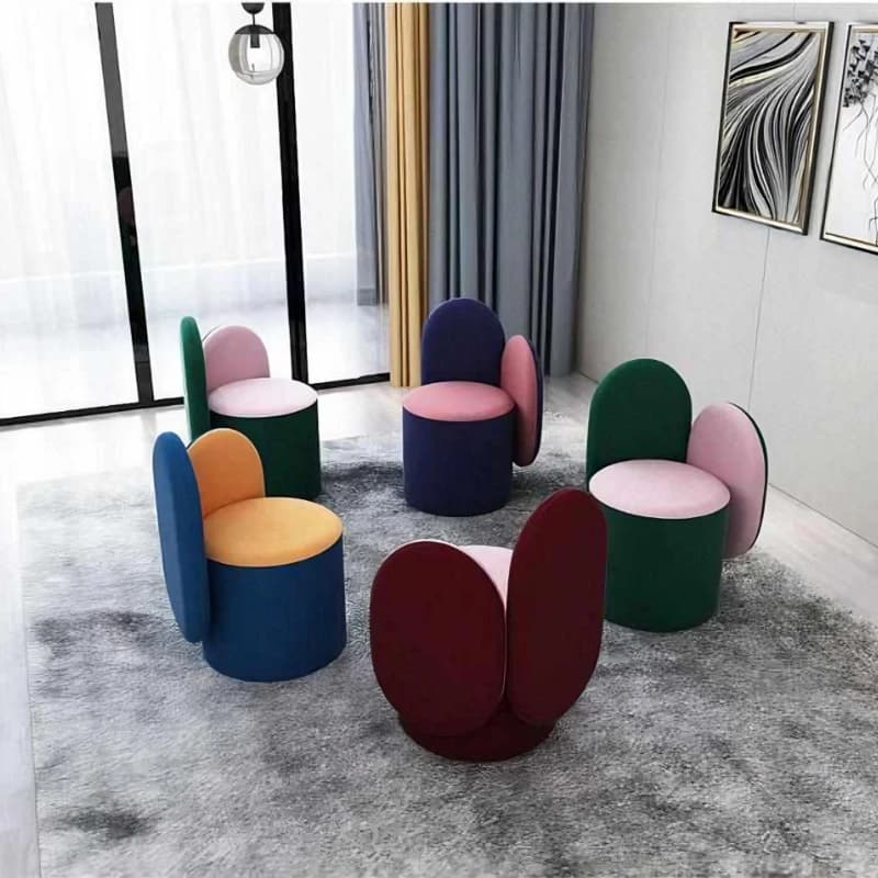 Sgabello da trucco di lusso per camera da letto, sedia con schienale rotondo, cuscino per seduta da toeletta