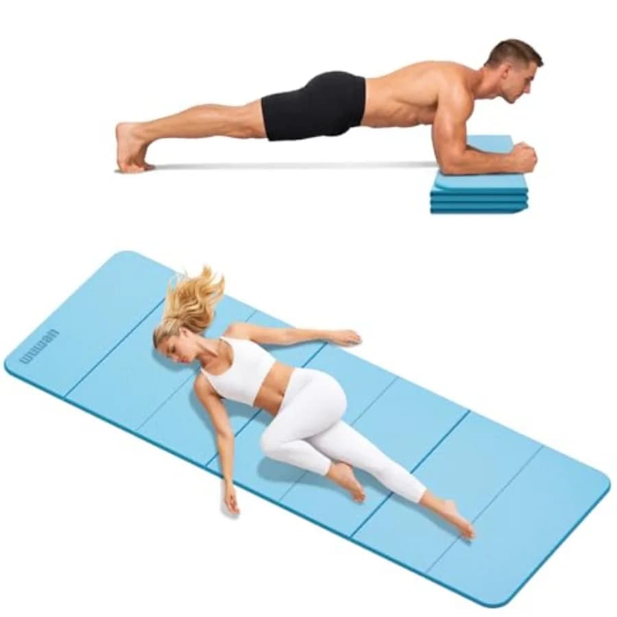Tappetino Yoga Pieghevole Extra Spesso 0,4 Pollici, Tappetino Yoga Pieghevole 75 x 26 Pollici, Tappetino Fitness in TPE a 7 Pannelli Antiscivolo e Imbottito