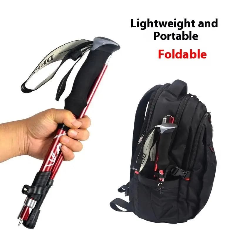 Outdoor Folding Trekking Stick 5 Sections Portable Camping Trekking Stick for Old Nordic Telescopic Easy to wear in Bag