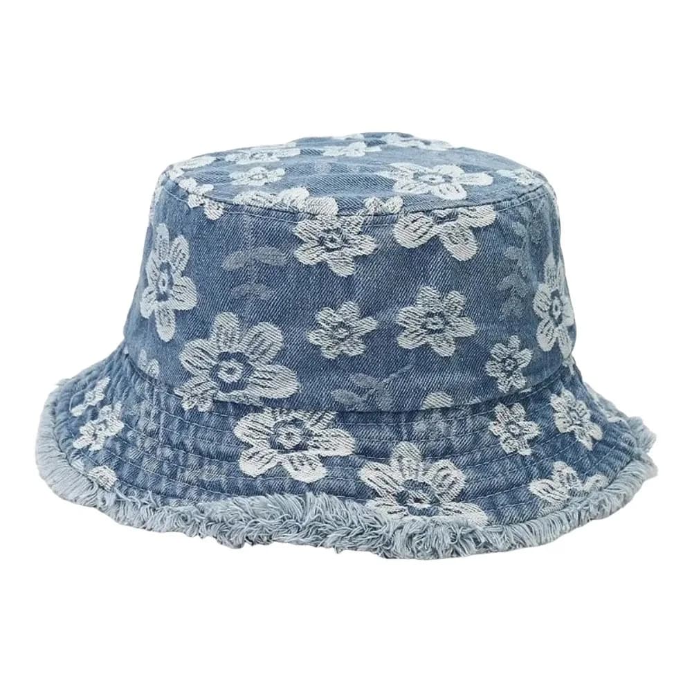 Fashion Hat with Flowers Cartoon, Solar Protection Breathable, Panama Casual Hat Embroidered for Fishing