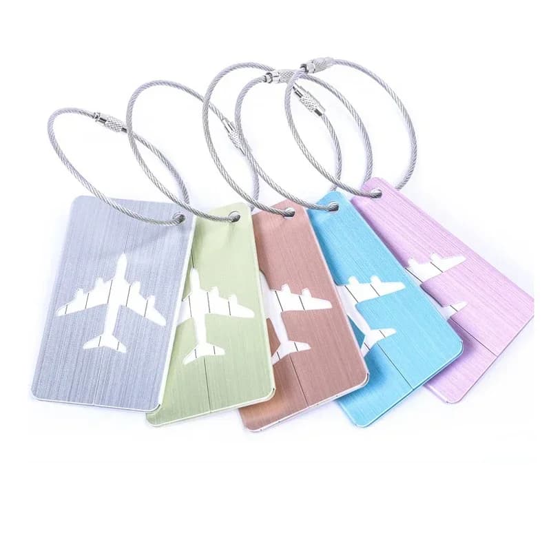 1PC etichette per bagagli in lega di alluminio moda metallo donna uomo bagagli da viaggio valigia indirizzo nome porta etichette accessori da viaggio