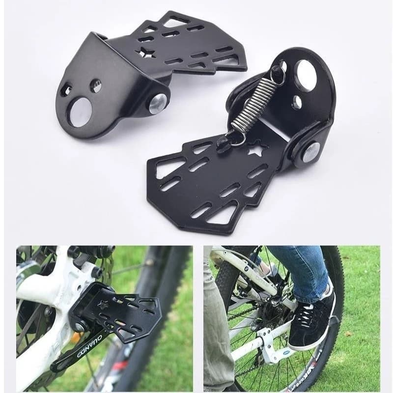 1 Paio di Pedali Posteriori per Bicicletta, Pedali Universali Pieghevoli per Mountain Bike, Supporto Ruota Posteriore Antiscivolo