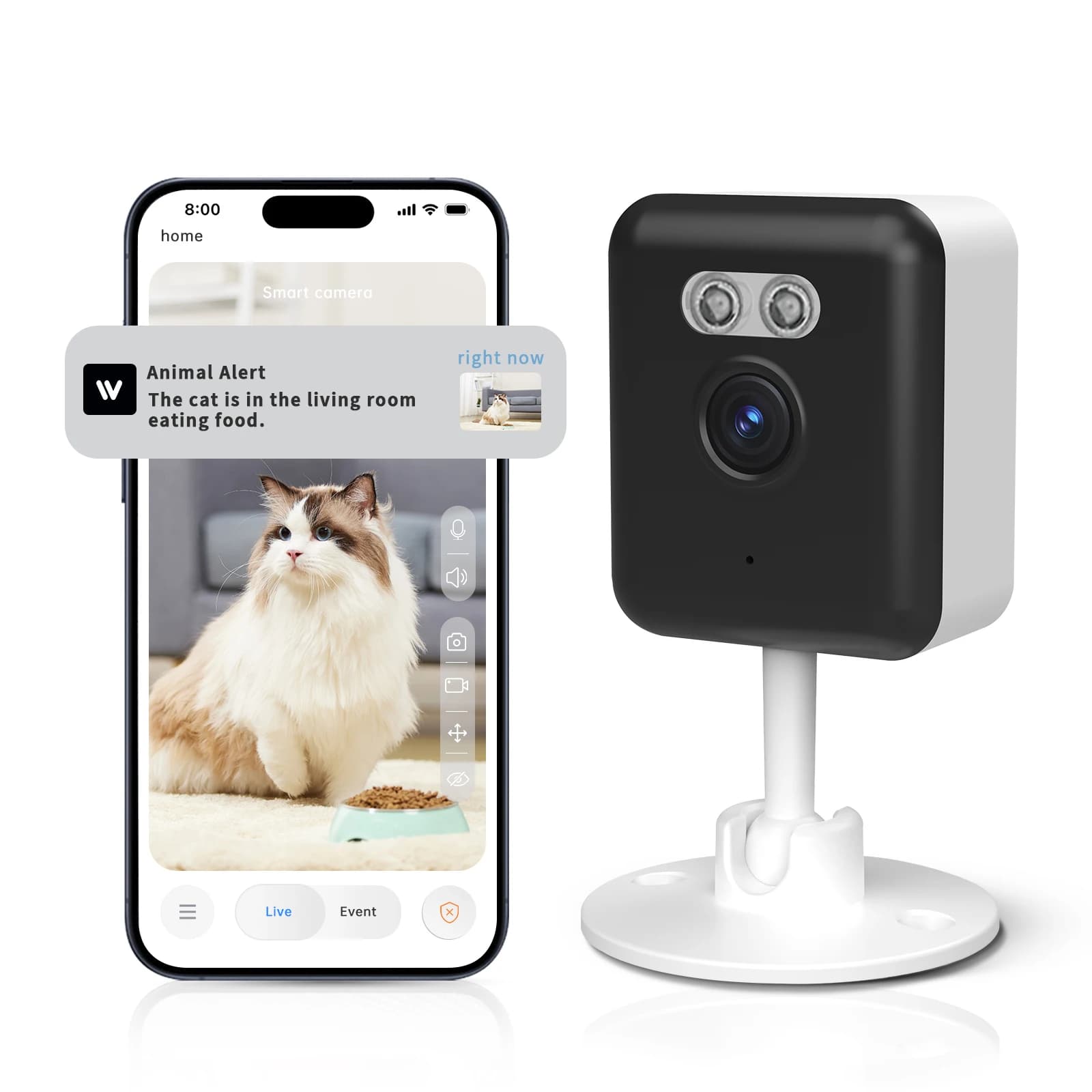 Telecamera di sicurezza domestica intelligente HD da 3 MP, avviso APP in tempo reale, audio bidirezionale, rilevamento di corpo umano e suono, tracciamento del movimento per bambini