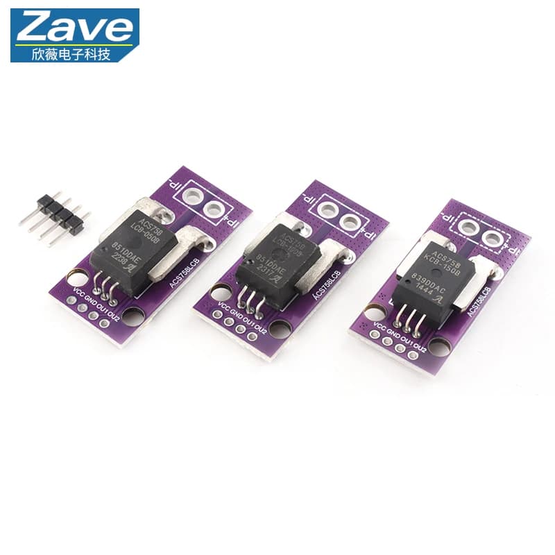 50A -200A Modulo sensore di corrente Hall lineare analogico AC DC 3.3V-5V ACS758 ACS758LCB-050B 100B-PFF-T per connettore modello Arduino RC
