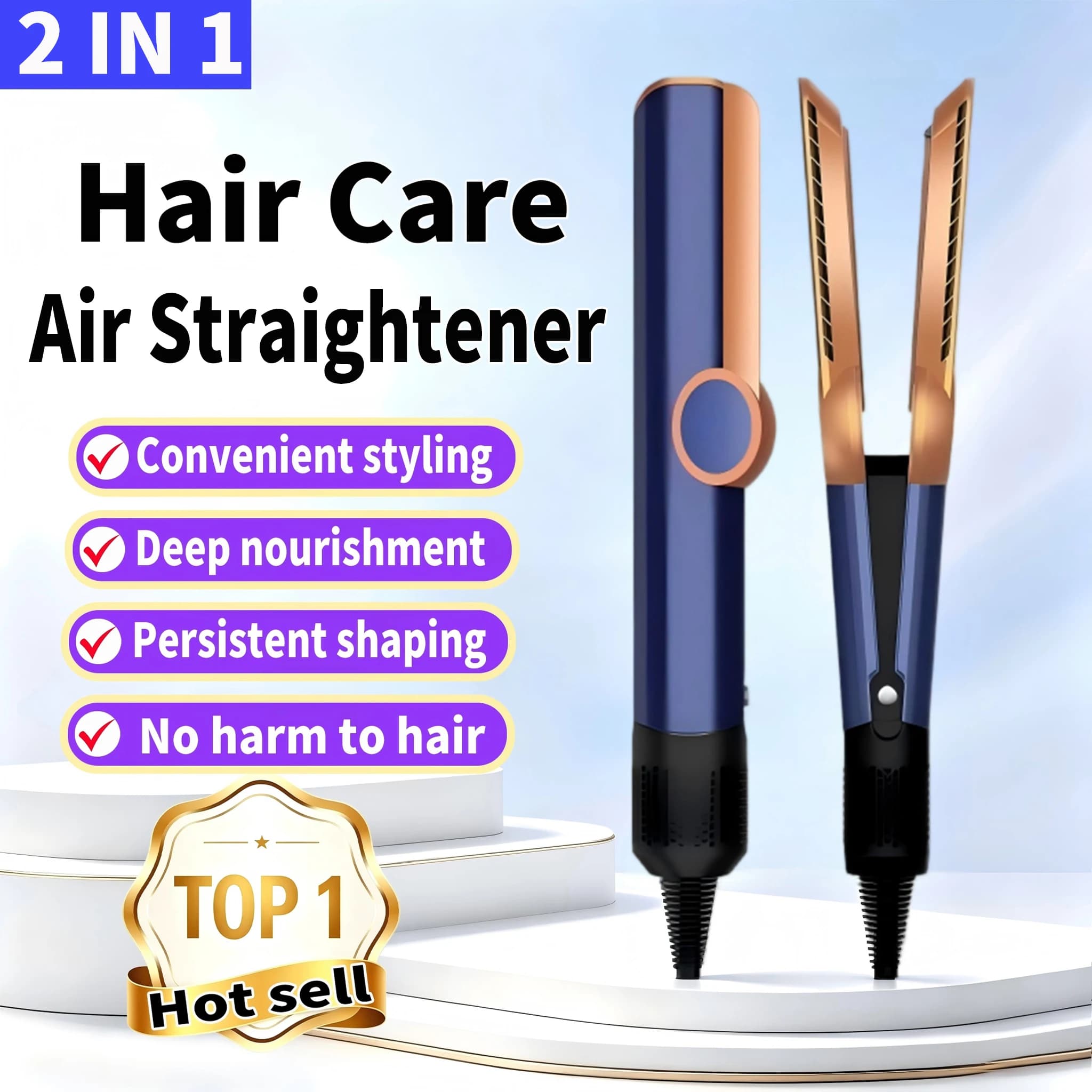 SenCiciMen 2-IN-1 Hair Straightener Hair dryer Negative Ion Flat Iron for Less Frizz Shiny & Smooth Hot Styling Tools for Wigs