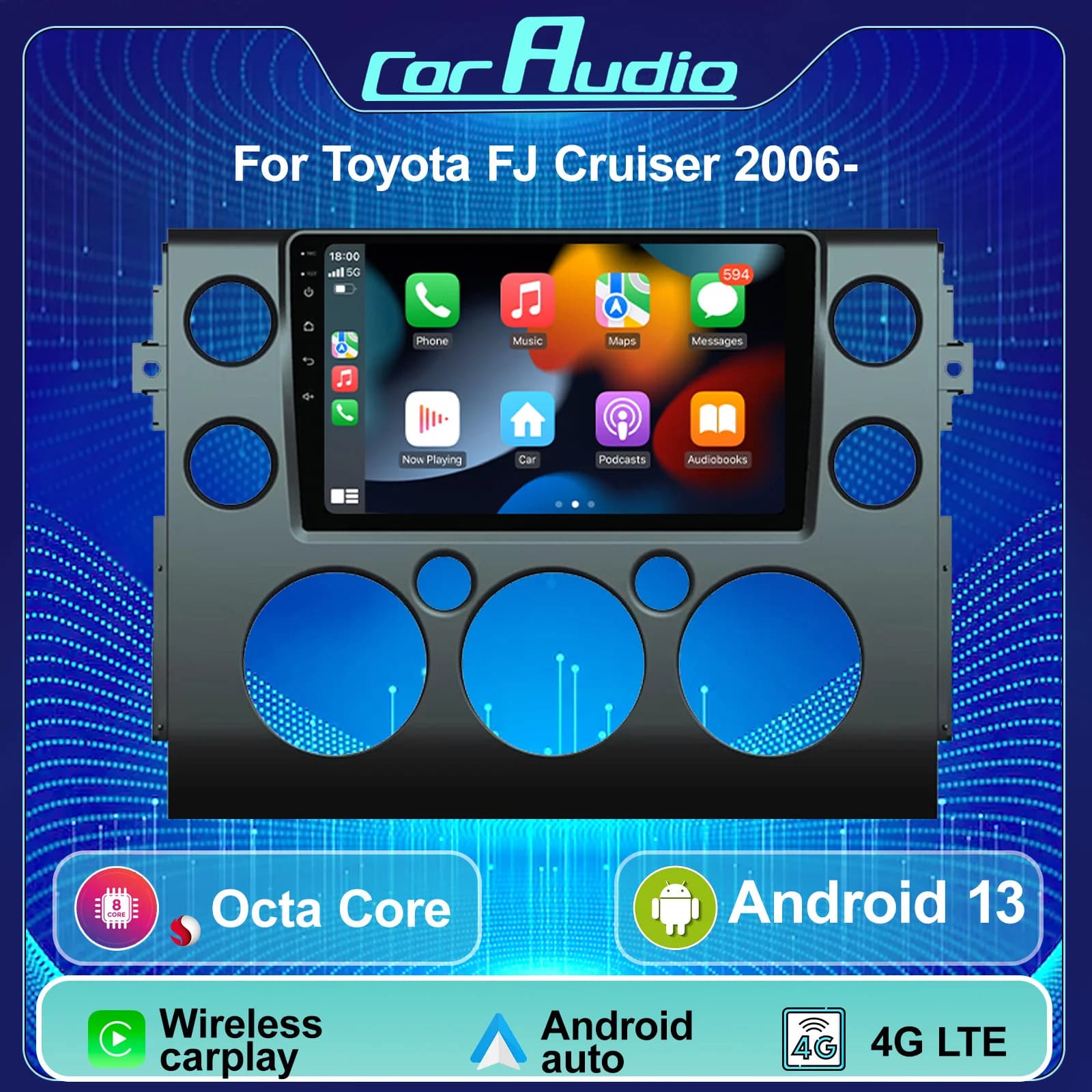 9 Inch Android 13 Car Radio For Toyota FJ Cruiser 2006- GPS Navigation 4G Wireless Carplay Auto Multimedia DVD Stereo Head Unit