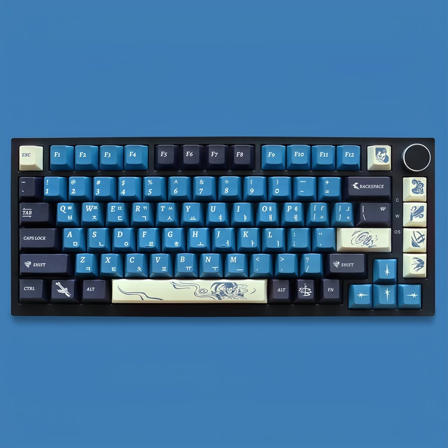 Cool Keycaps Personalizzati a Tema Yasuo in PBT, 129 Tasti Coreani, Tastiera Meccanica con Inchiostro Sublimato, Ricambio per Tastiera Meccanica