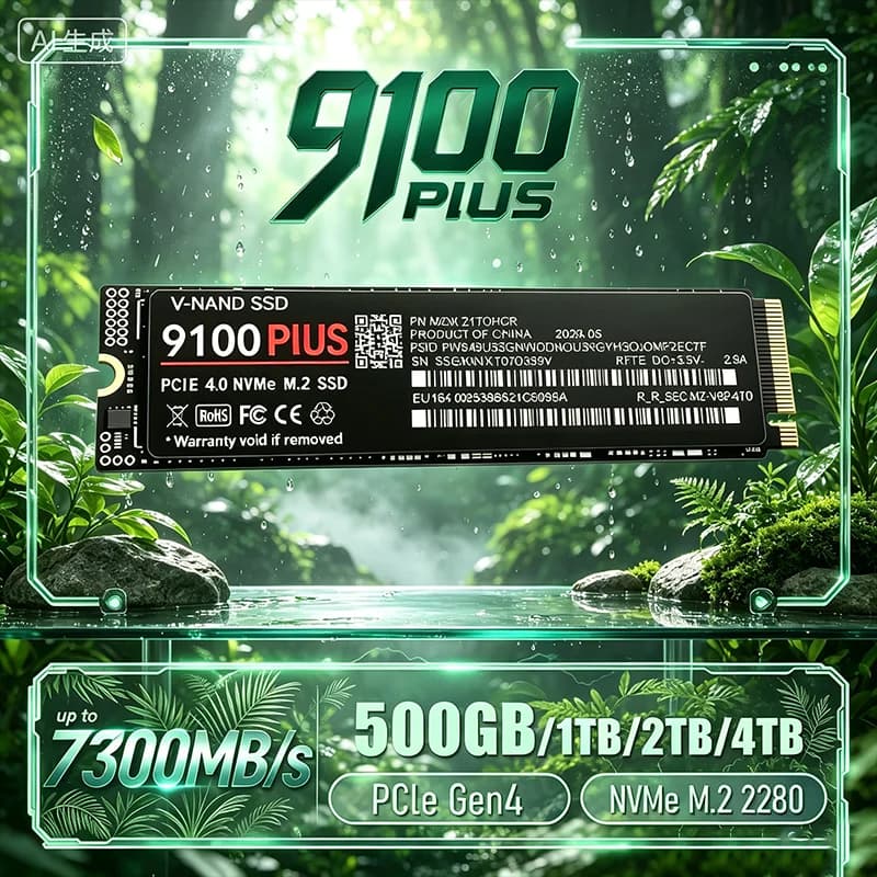 Original 9100 PLUS M.2 NVMe SSD PCIe Gen4.0 X4 500GB to 4TB 7300MBs TLC 3D NAND internal drive for gaming PS5 laptop low power
