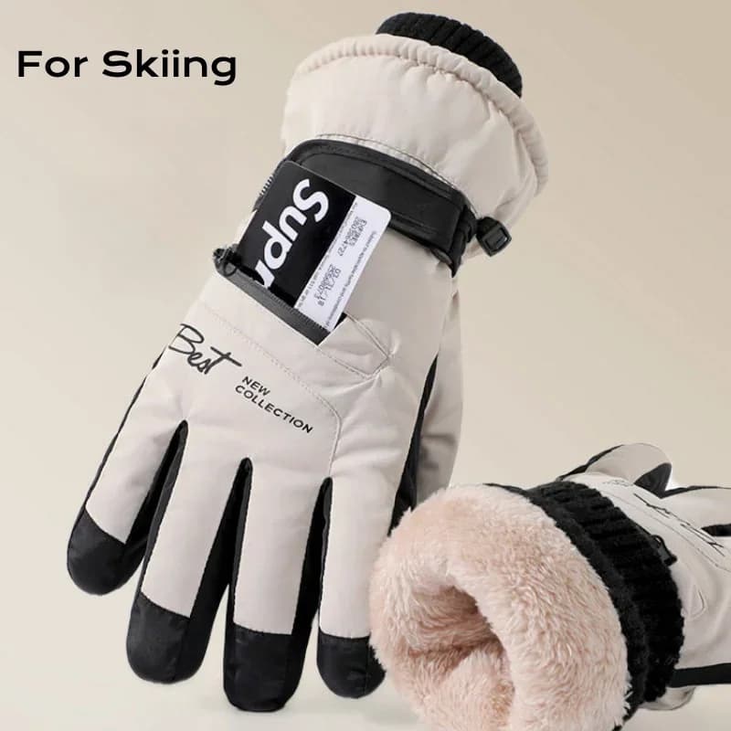 Guanti da sci da donna impermeabili imbottiti in cotone ispessito touch screen invernale caldo antivento equitazione all'aperto moto sport uomo morbido
