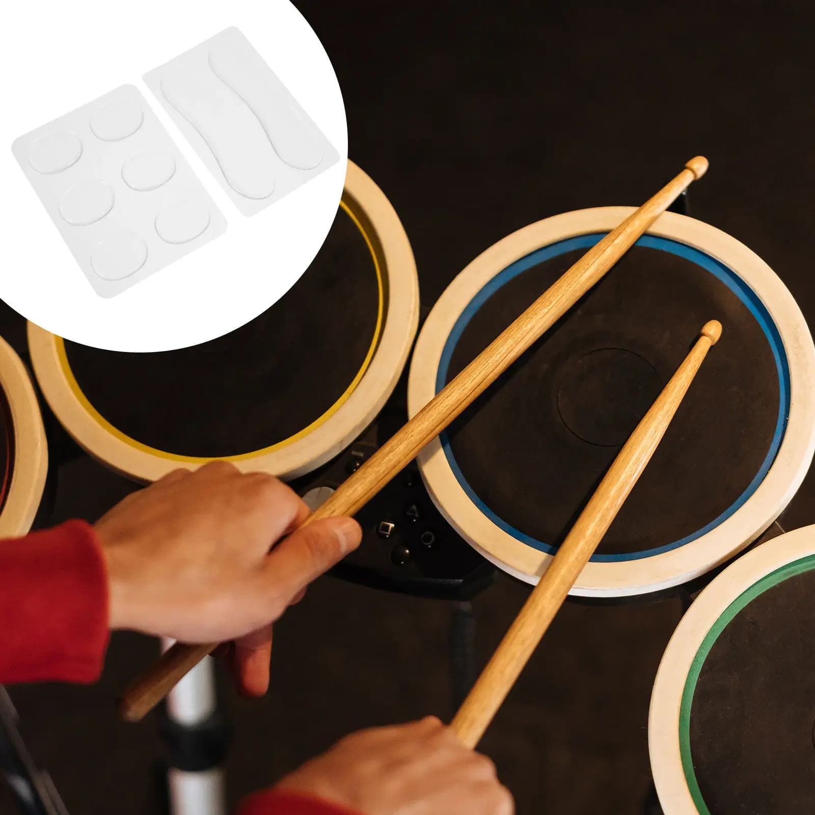 16Pcs Drum Dampener Gel Pad Set Elastic Silicone Drum Mute Cushions for Tone Reduction Percussion Supplies Instrument Accessory