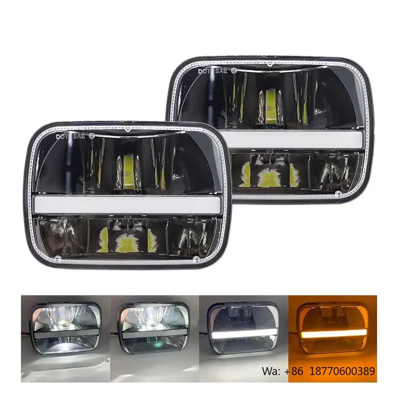 IOL Universal Car LED Headlamp 5*7inch Square & Rectangle 6500k New Condition for Offroad