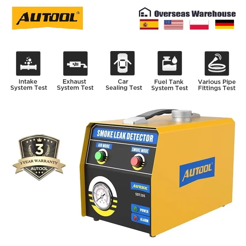 AUTOOL SDT205 smoke leak detector for auto truck suv system EVAP detects tube leak locator CE diagnostic analyzer