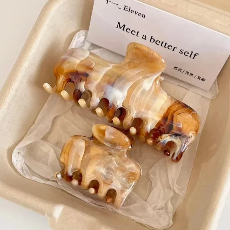 Vintage Wash Hair Claw Women Classic Pattern Elegant Claw Clip Daily Trendy Hair Accessories