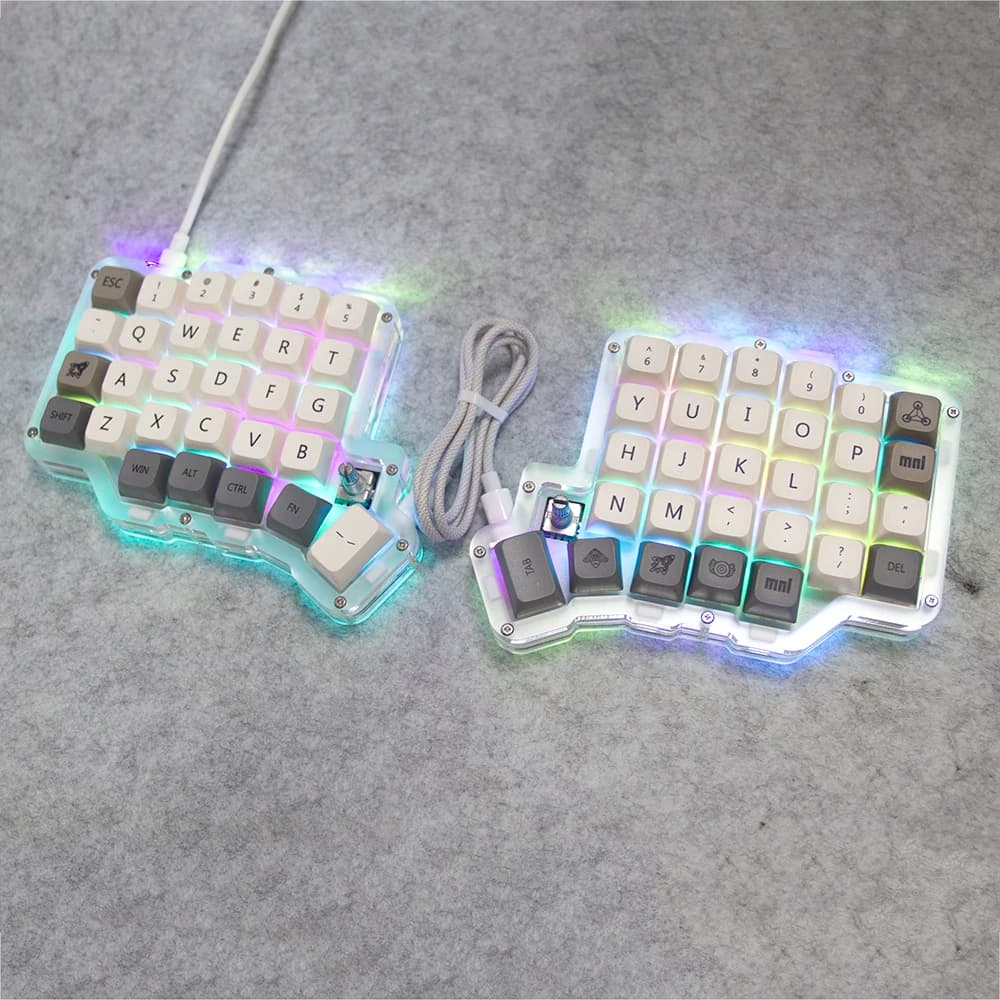 DEBROGLIE Wired Full Keyboard with LEOBOG Grey Wool V4 Hot swap Knobs RGB Light VIAL Programmable Keyboard Split Ergo