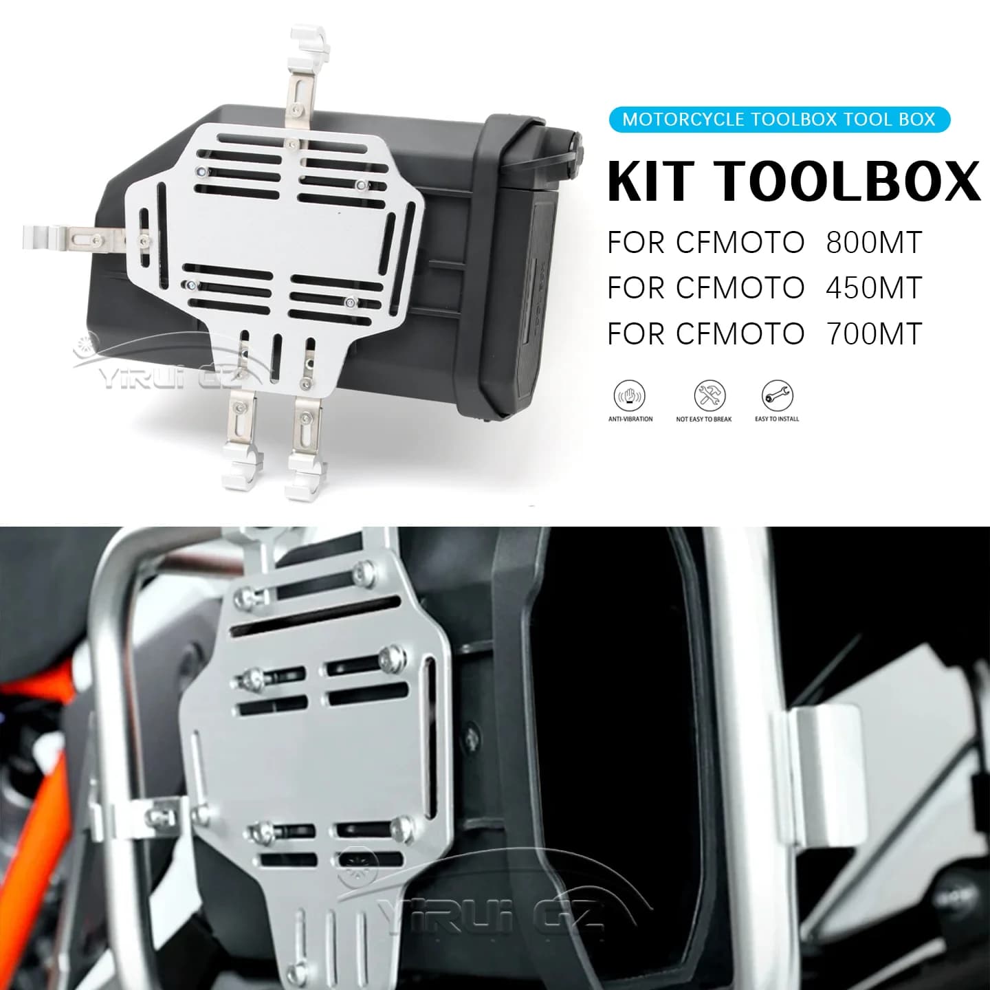 Cassetta degli attrezzi per moto Cassetta degli attrezzi Scatola decorativa laterale impermeabile Kit di pronto soccorso/rottura Cassetta degli attrezzi PER CFMOTO 800MT 650 MT 450 MT 700 MT