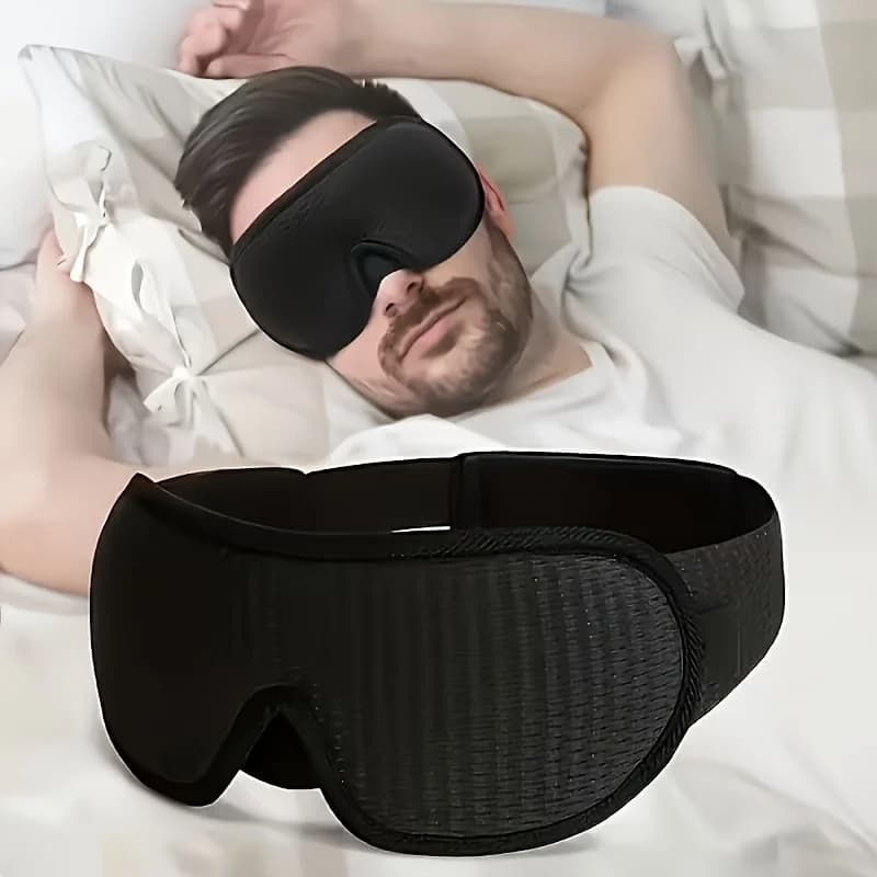 Mascherina per Dormire 3D, Super Confortevole, Blocca la Luce, Fascia Regolabile, Morbida e Traspirante per Viaggi, Casa, Ufficio, Uomini e Donne