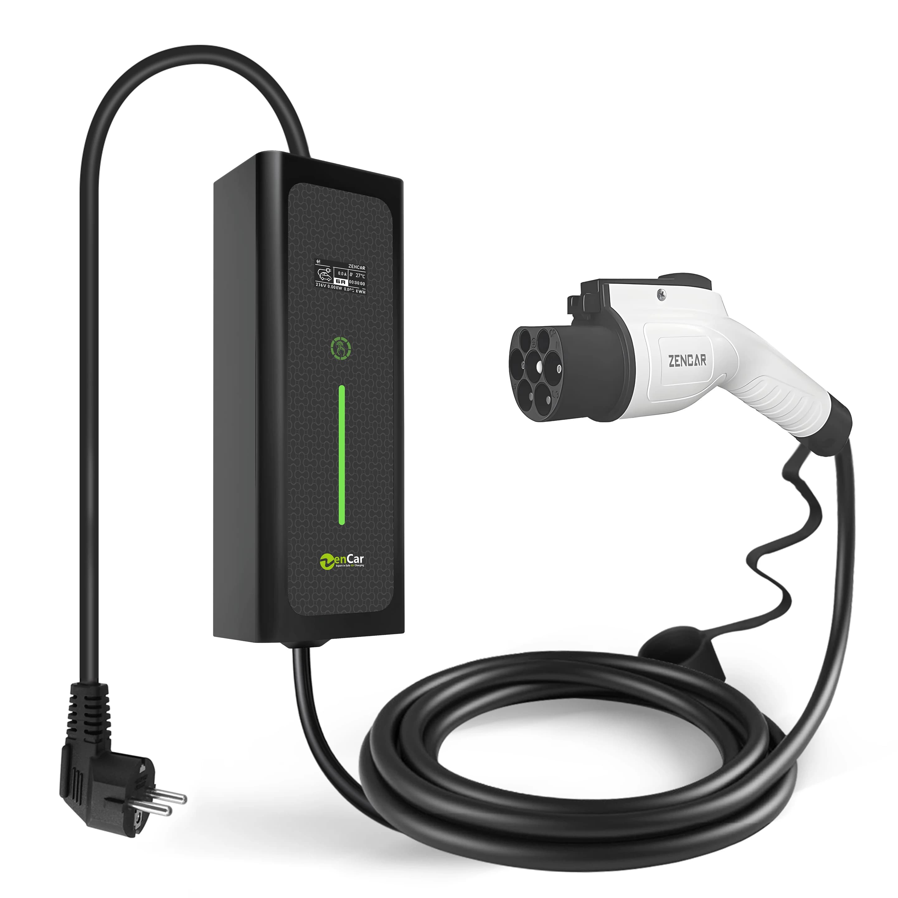 Zencar 16A 32A Level 2 Ev Portable Charger 3.6kW Car Charger 230V Adjustable Amp with APP Tuya Wifi optional