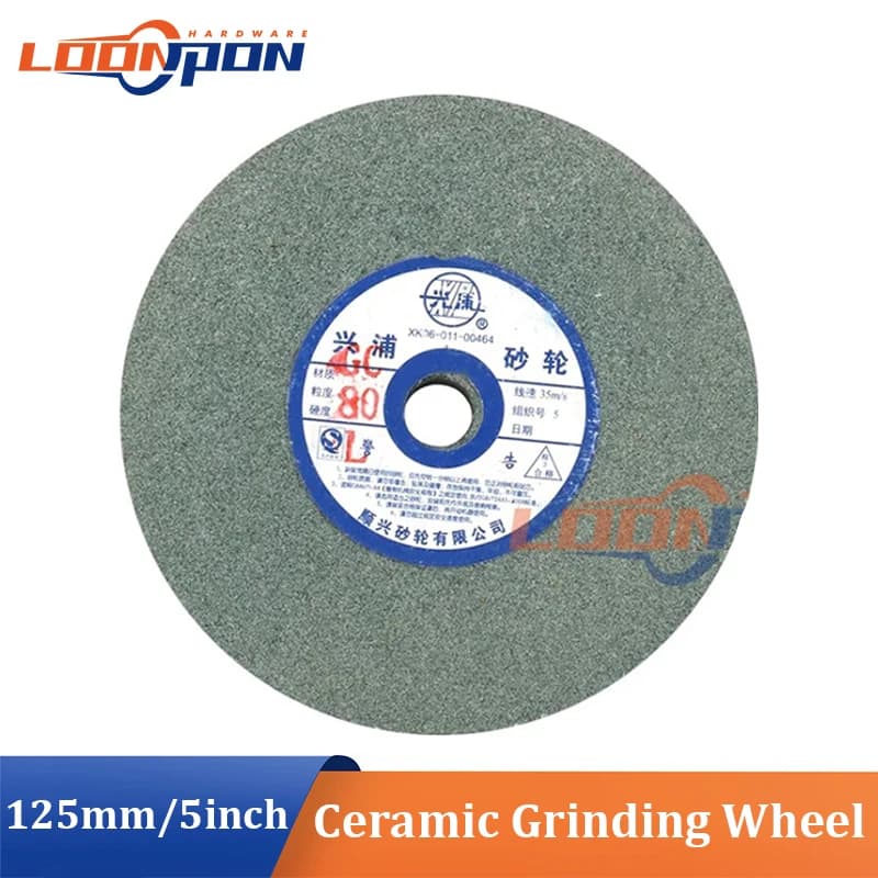 Disco Abrasivo in Ceramica da 5 Pollici, Resistente, 125mmx12.7x16mm, per Lucidatura Metallo e Pietra, per Smerigliatrici da Banco, Grana 80 #