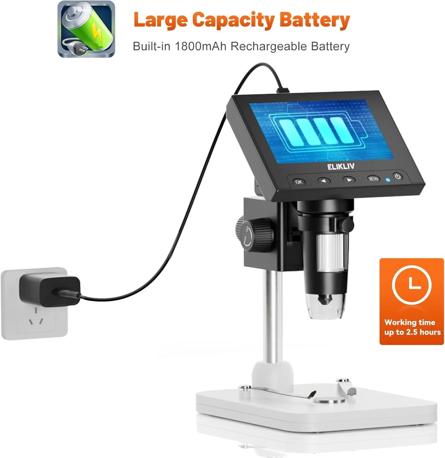 4.3" LCD Digital Microscope for Electronic 1000x Coin Magnifier Repair Microscope with LED Lights for PC Windows