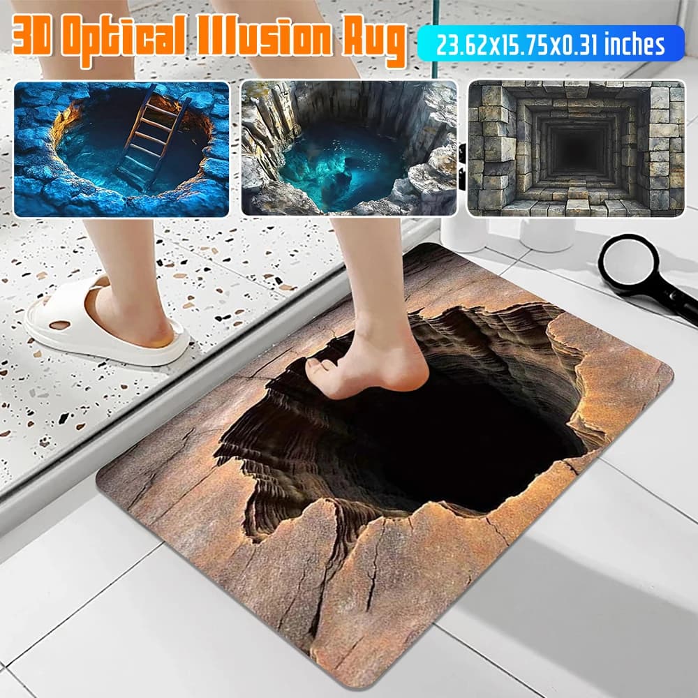 Tappetino d'Ingresso con Illusione Ottica 3D a Vortice, Decorazione per Interni ed Esterni, Tappeto per Soggiorno, Camera da Letto, Bagno e Cucina