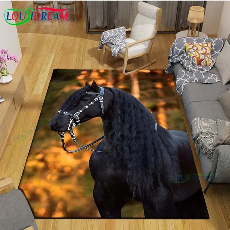 Fashion 3D Beautiful Horse Printed Floor Mats Living Room Non-slip Mats Bedroom For Kids Mat Yoga Large Carpet Decor
